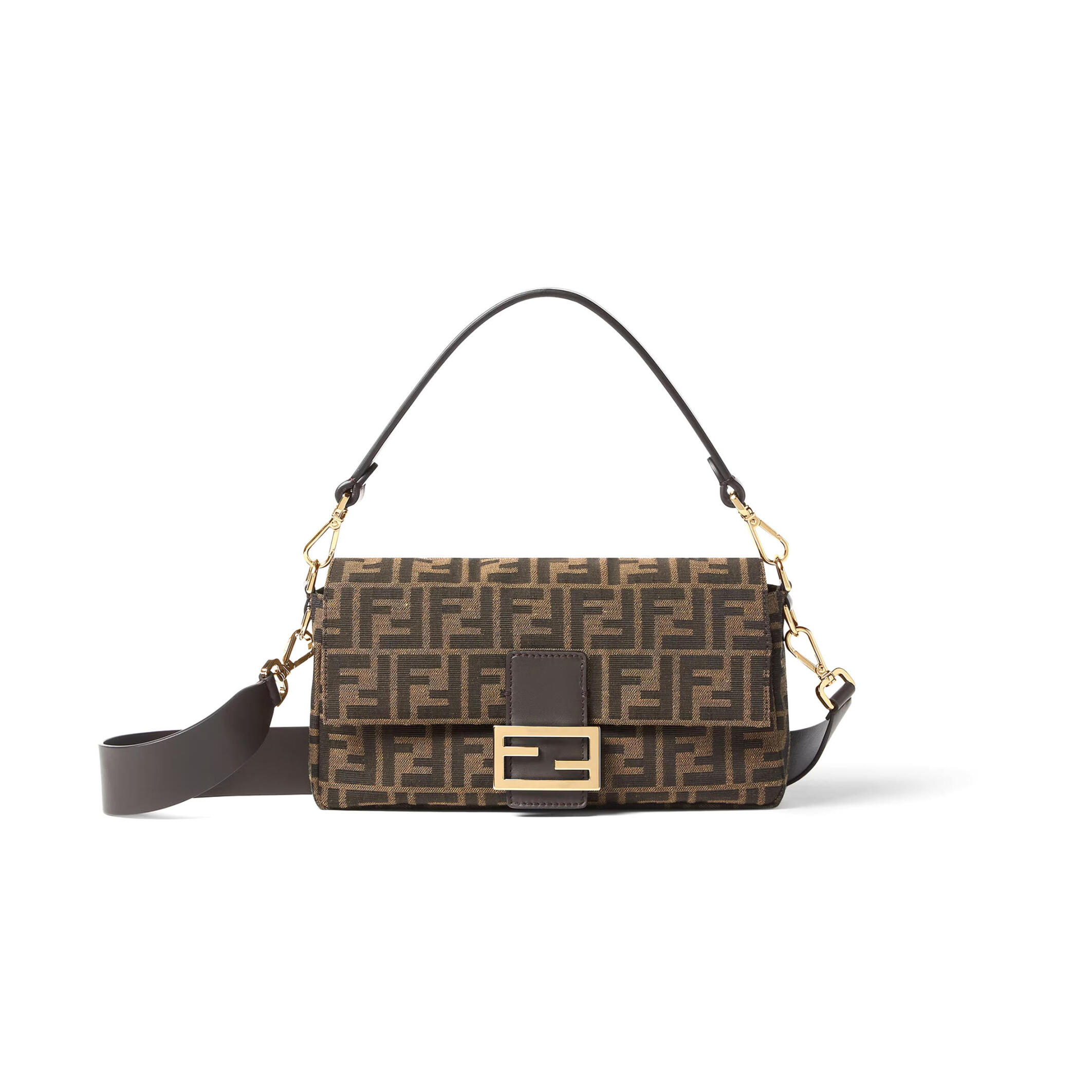 F**di baguette tobacco brown ff jacquard fabric bag 8br600afpmf1gl7 (27*15*6cm)